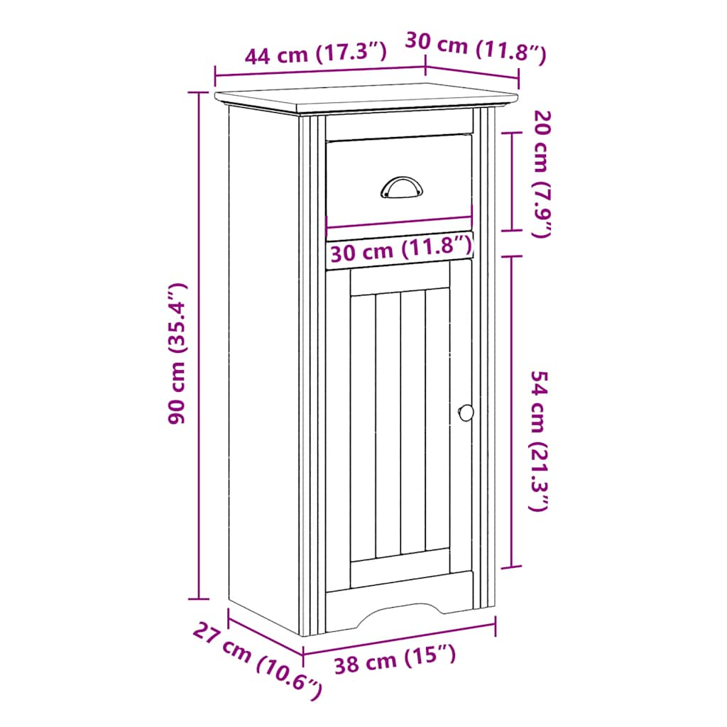 Шкафчик для ванной BODO Белый и Коричневый 44x30x90 см