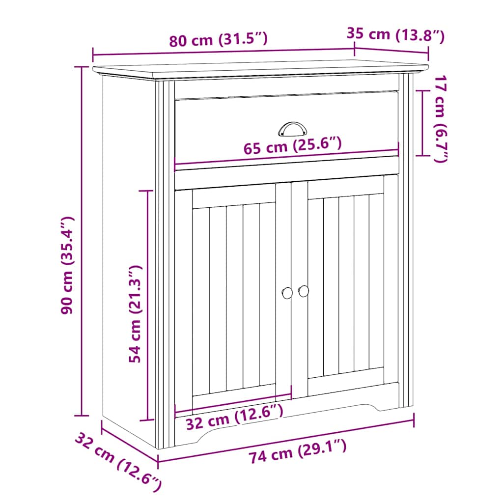 Esikukapp BODO valge ja pruun 80x35x90 cm