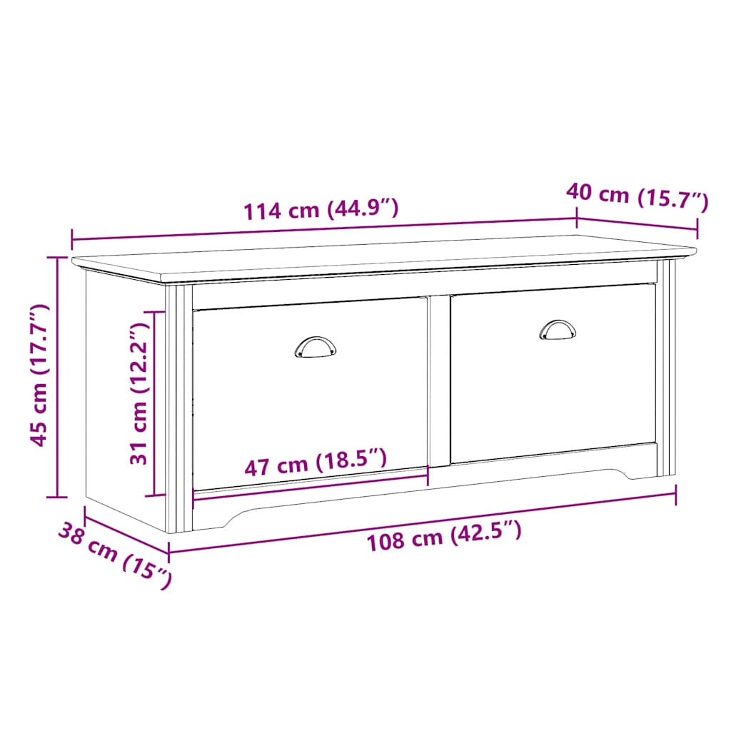 Esiku pink "BODO" Valge 114x40x45 cm