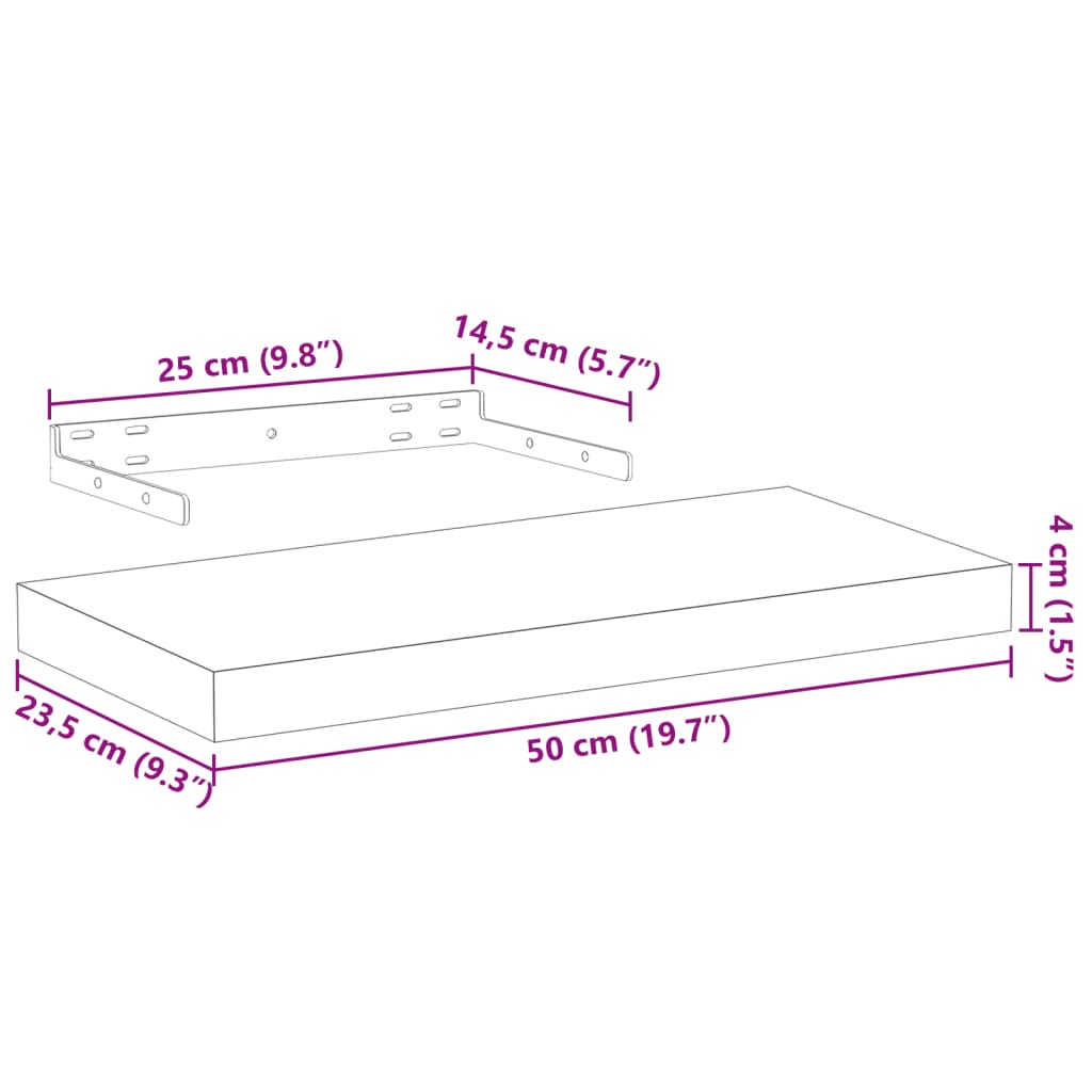 настенные полки 2 шт 50x23,5x4 см искусственное дерево