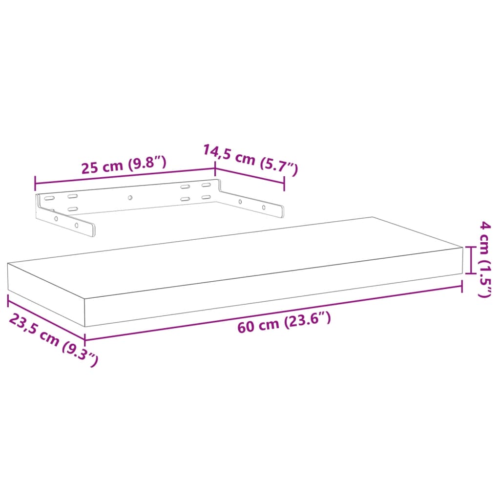 seinariiulid 2 tk 60x23,5x4 cm tehispuit