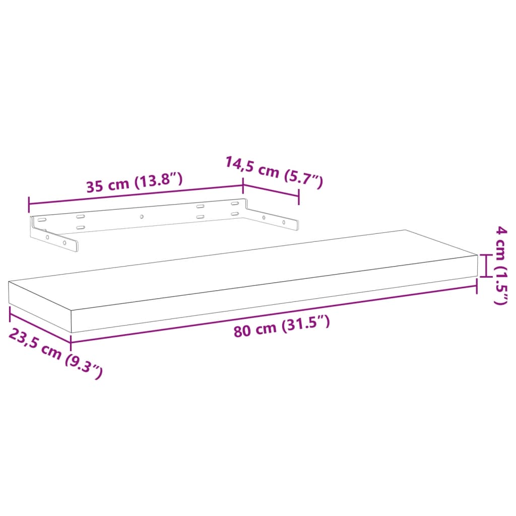 seinariiulid 80x23,5x4 cm tehispuit