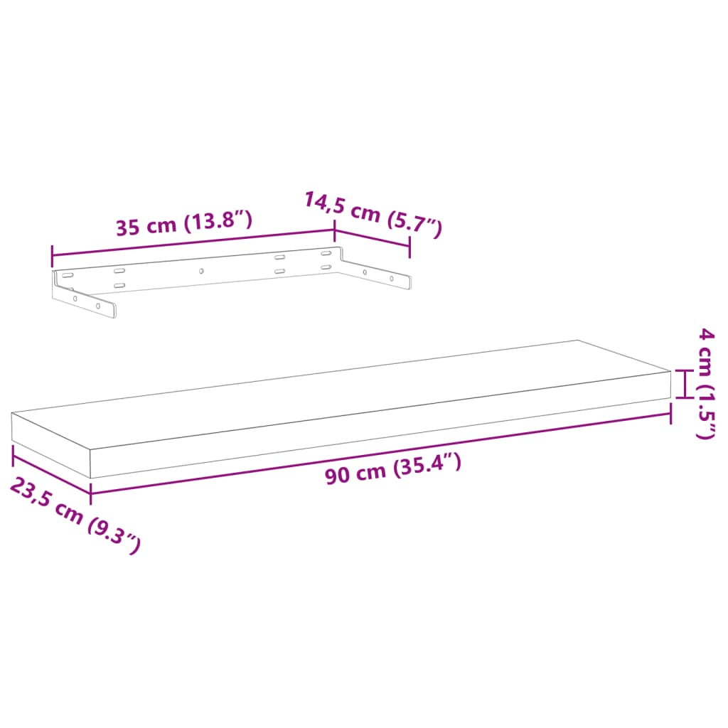 seinariiulid 4 tk 90x23,5x4 cm tehispuit