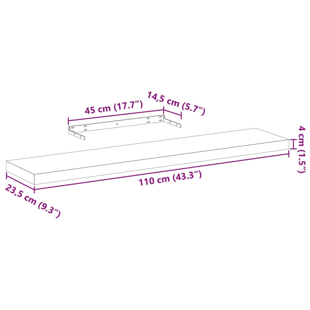 настенные полки 110x23,5x4 см искусственное дерево