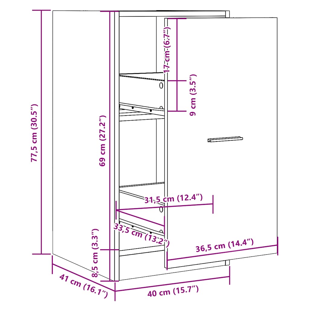 apteegikapp, hall Sonoma tamm, 40x41x77,5 cm, tehispuit