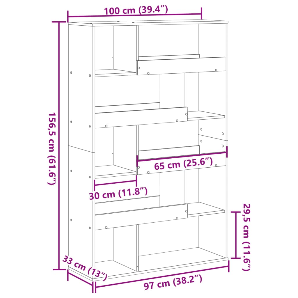 raamaturiiul, hall Sonoma tamm, 100x33x156,5 cm, tehispuit