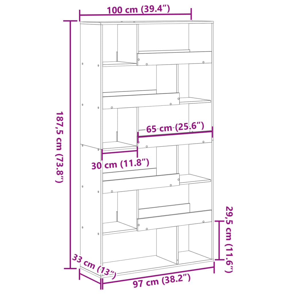 raamaturiiul, hall Sonoma tamm, 100 x 33 x 187,5 cm, tehispuit