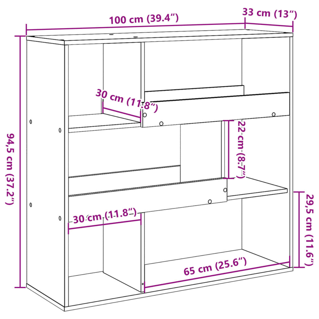 ruumijagaja, hall Sonoma tamm, 100 x 33 x 94,5 cm, tehispuit