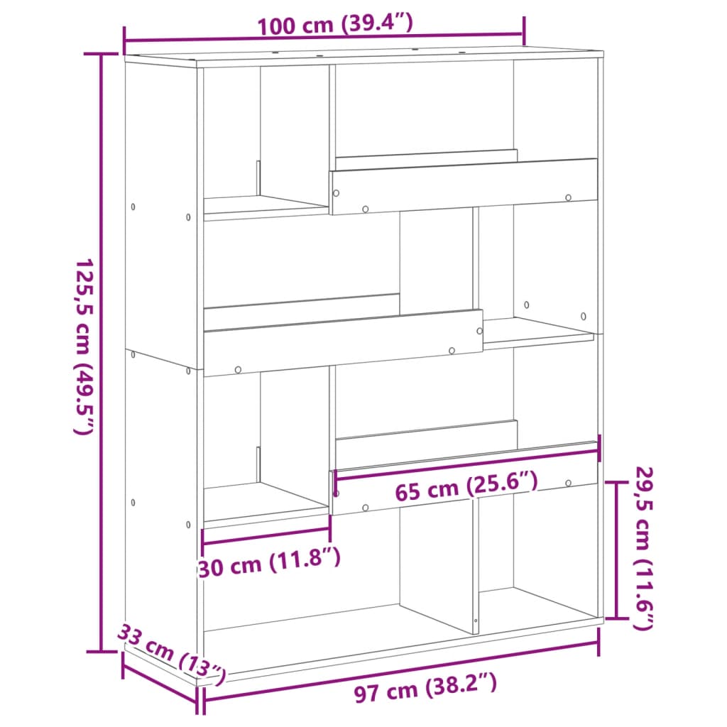 ruumijagaja Sonoma tamm 100x33x125,5 cm, tehispuit