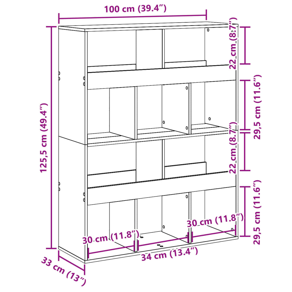 ruumijagaja Sonoma tamm 100x33x125,5 cm, tehispuit