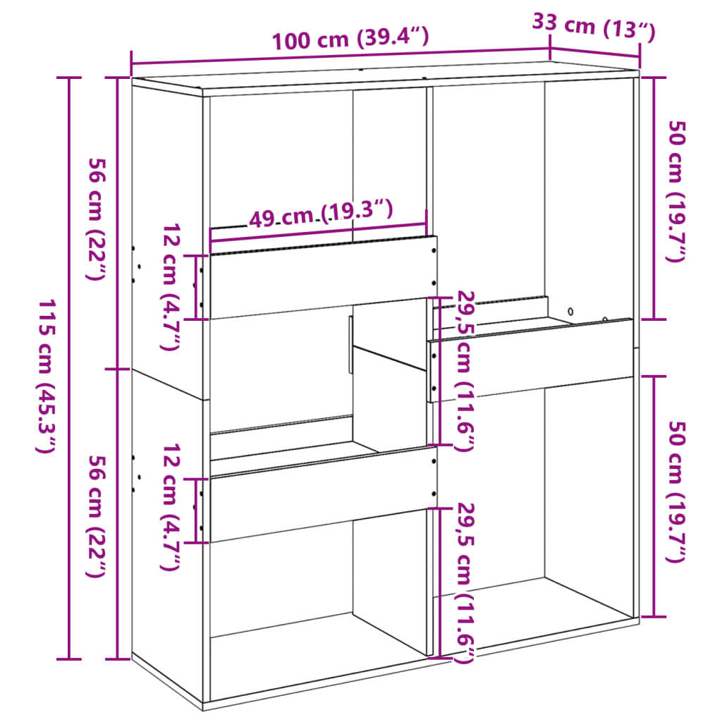 ruumijagaja, hall Sonoma tamm, 100x33x115 cm, tehispuit