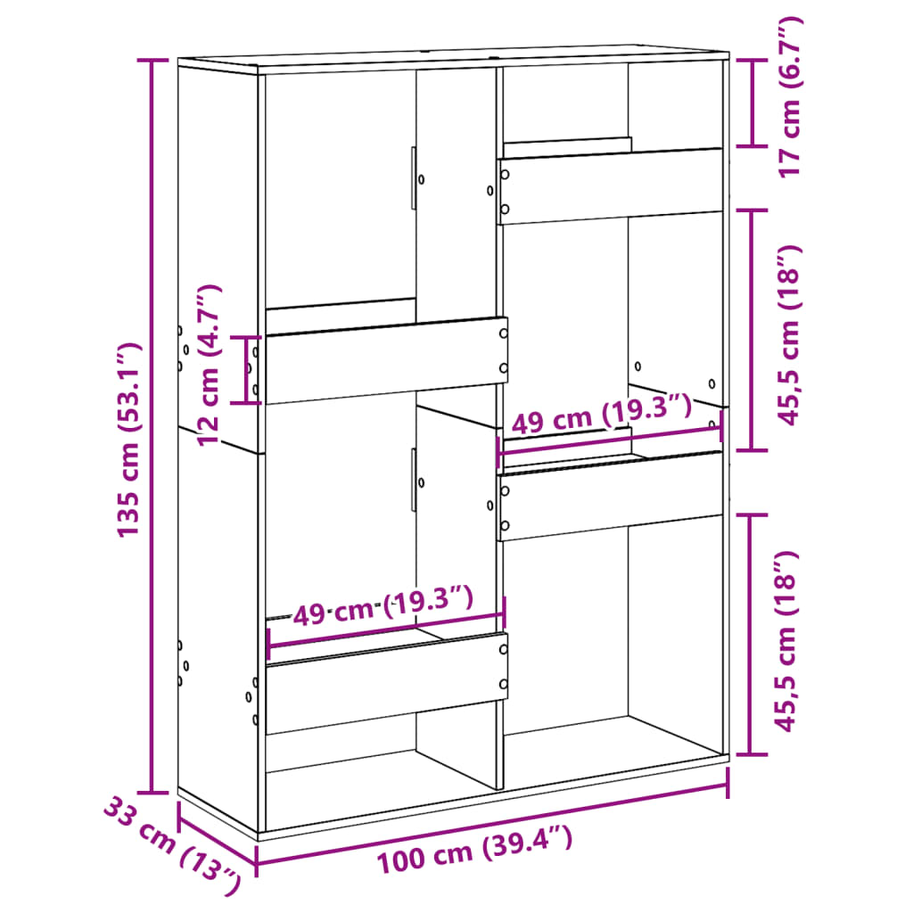 ruumijagaja, hall Sonoma tamm, Oak100x33x135 cm, tehispuit