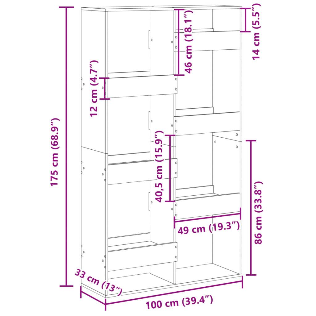 ruumijagaja, hall Sonoma tamm, 100x33x175 cm, tehispuit