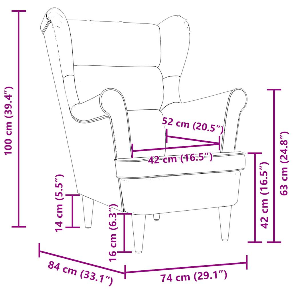 tugitool, tumehall, 74x84x100 cm, samet