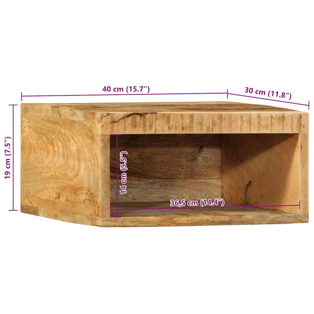 Настенная тумба под телевизор 40x30x19 см из массива мангового дерева