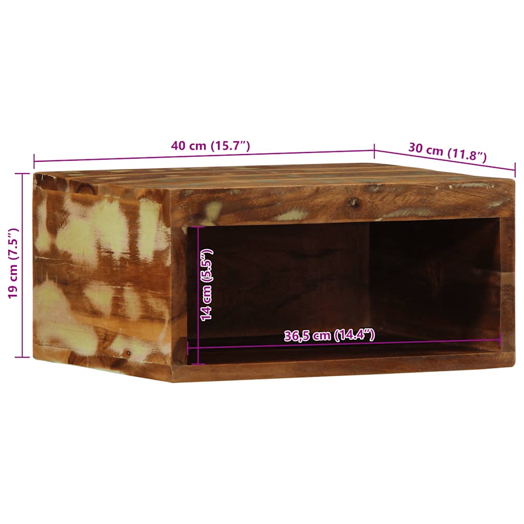 Настенная тумба под телевизор, 40 x 30 x 19 см, переработанная древесина
