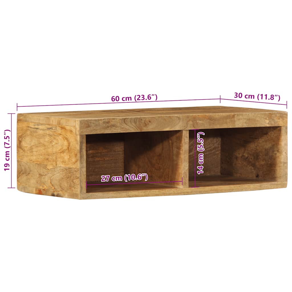 Настенная тумба под телевизор 60x30x19 см из массива мангового дерева