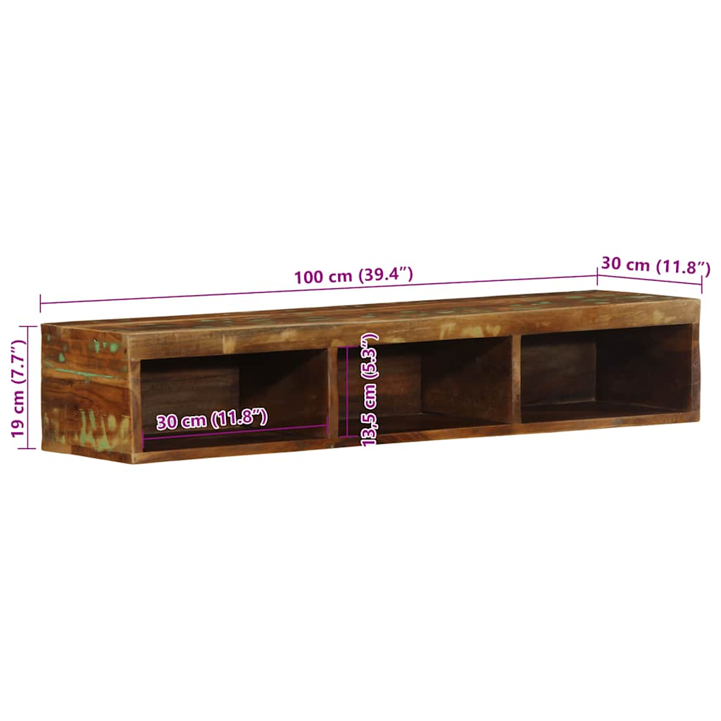 Настенная тумба под телевизор, 100 x 30 x 19 см, переработанная древесина