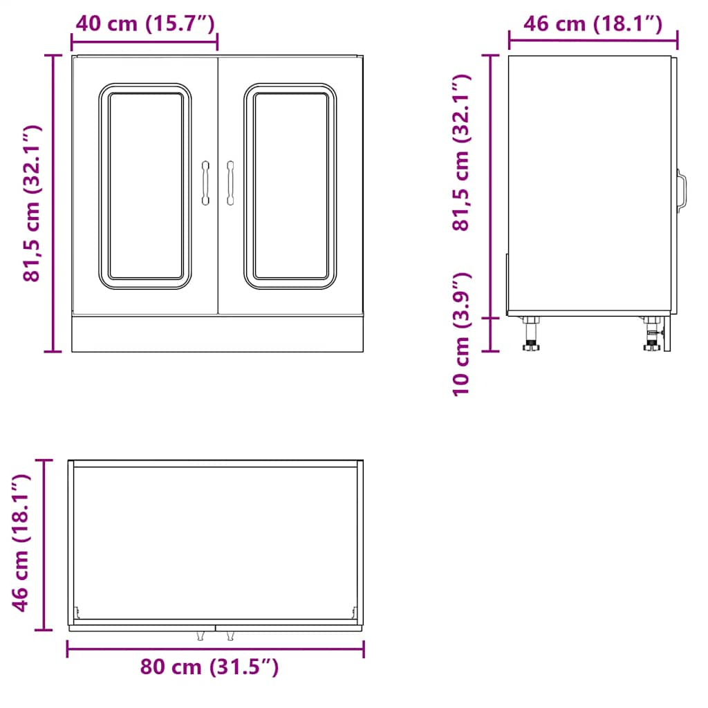 valamu aluskapp, Kalmar, valge, 80x46x81,5 cm, tehispuit