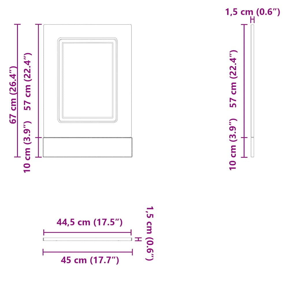 Панель для посудомоечной машины, Kalmar, белая, 45x1,5x67 см, искусственное дерево