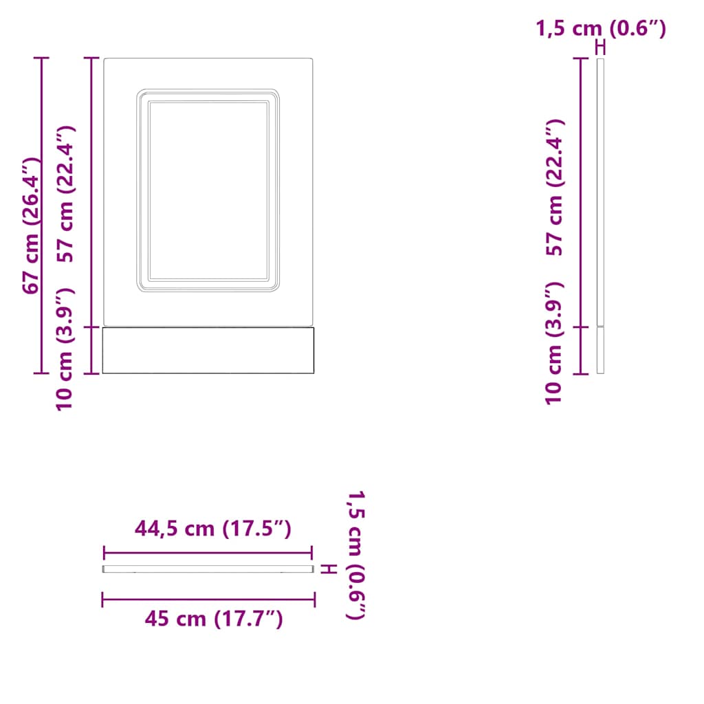 Панель для посудомоечной машины, Kalmar, дымчатый дуб, 45x1,5x67 см