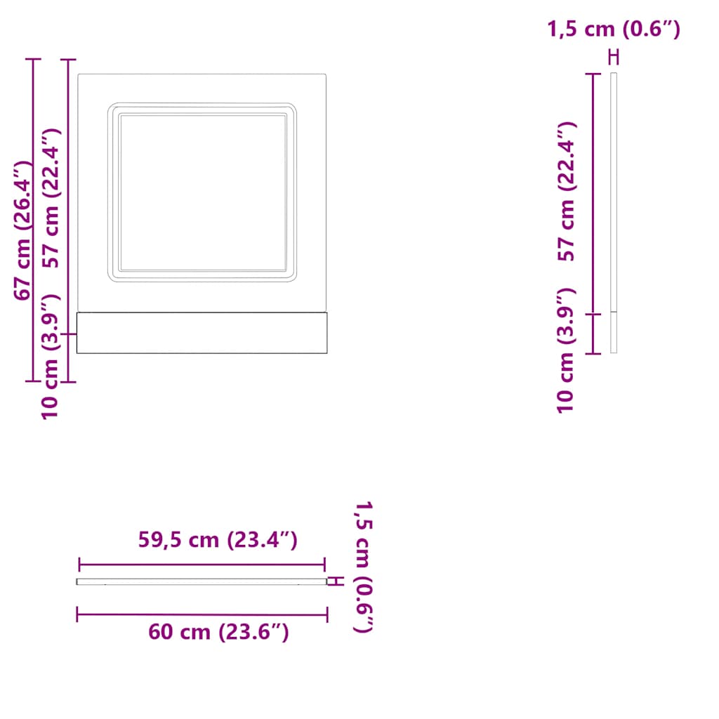 Панель для посудомоечной машины, Kalmar, дуб Сонома, 60x1,5x67 см