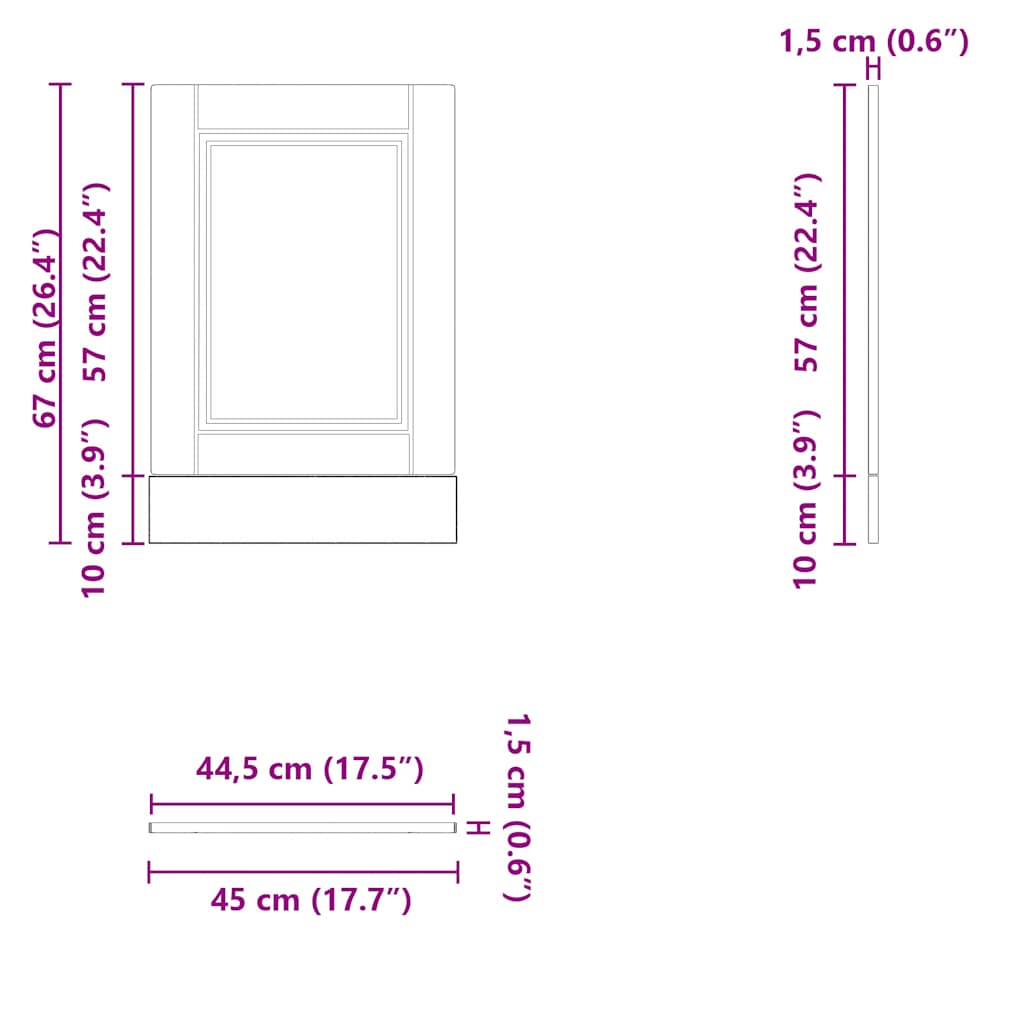 Панель для посудомоечной машины, Porto, белая, 45x1,5x67 см, искусственное дерево