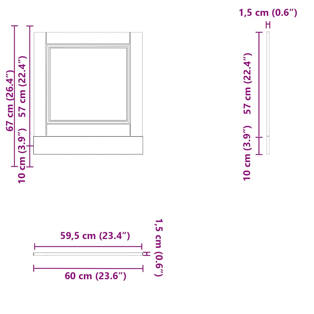 Панель для посудомоечной машины, Porto, белая, 60x1,5x67 см, искусственное дерево