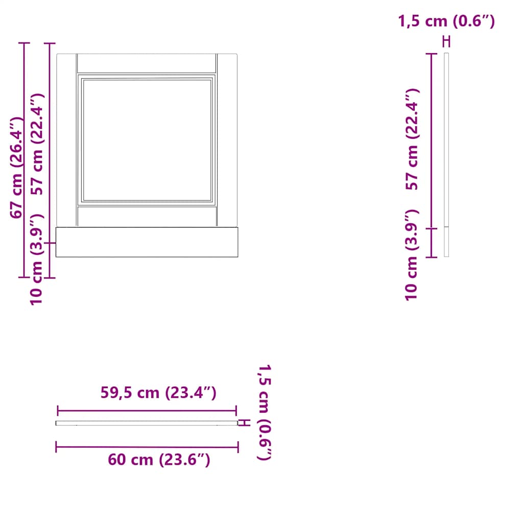 Панель для посудомоечной машины, Porto, дуб Сонома, 60x1,5x67 см