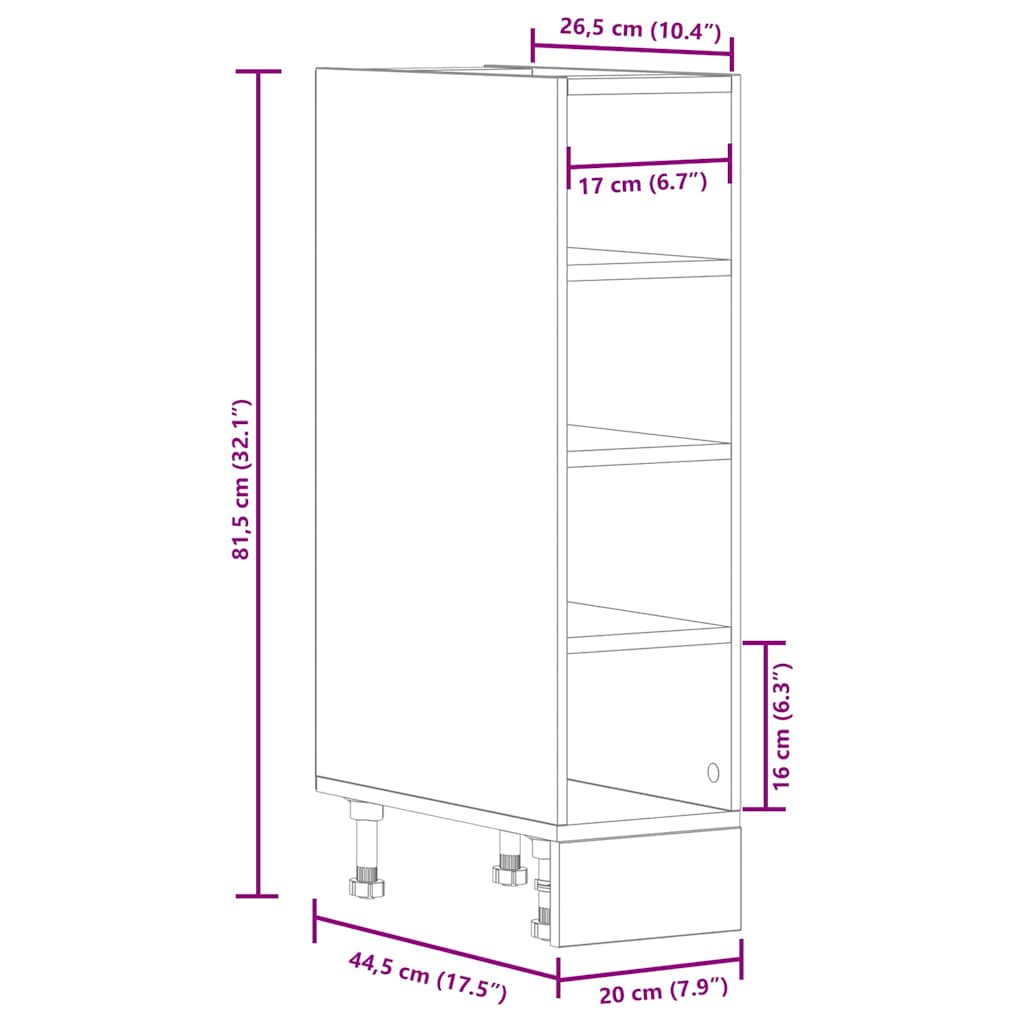 нижний шкаф белый 20x44,5x81,5 см конструкция дерево