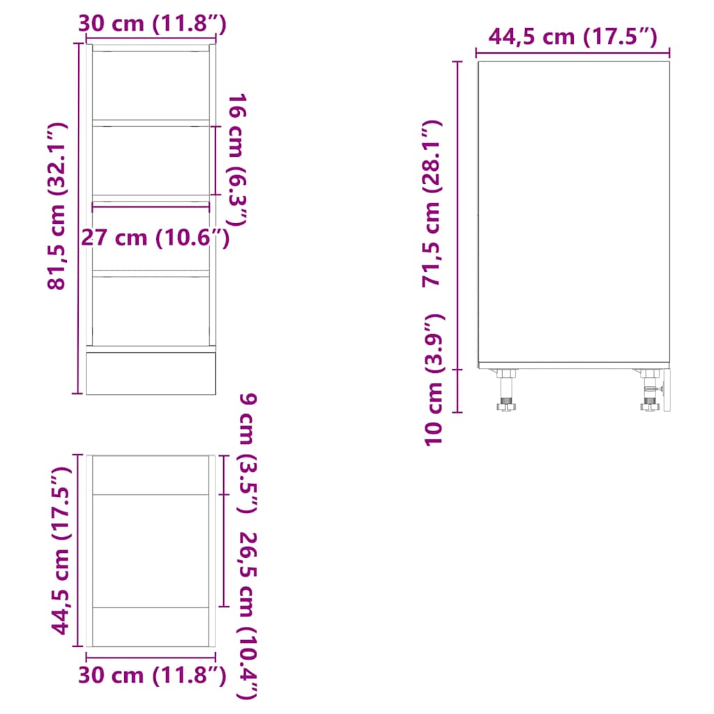 нижний шкаф бетон серый 30x44,5x81,5 см конструкция дерево