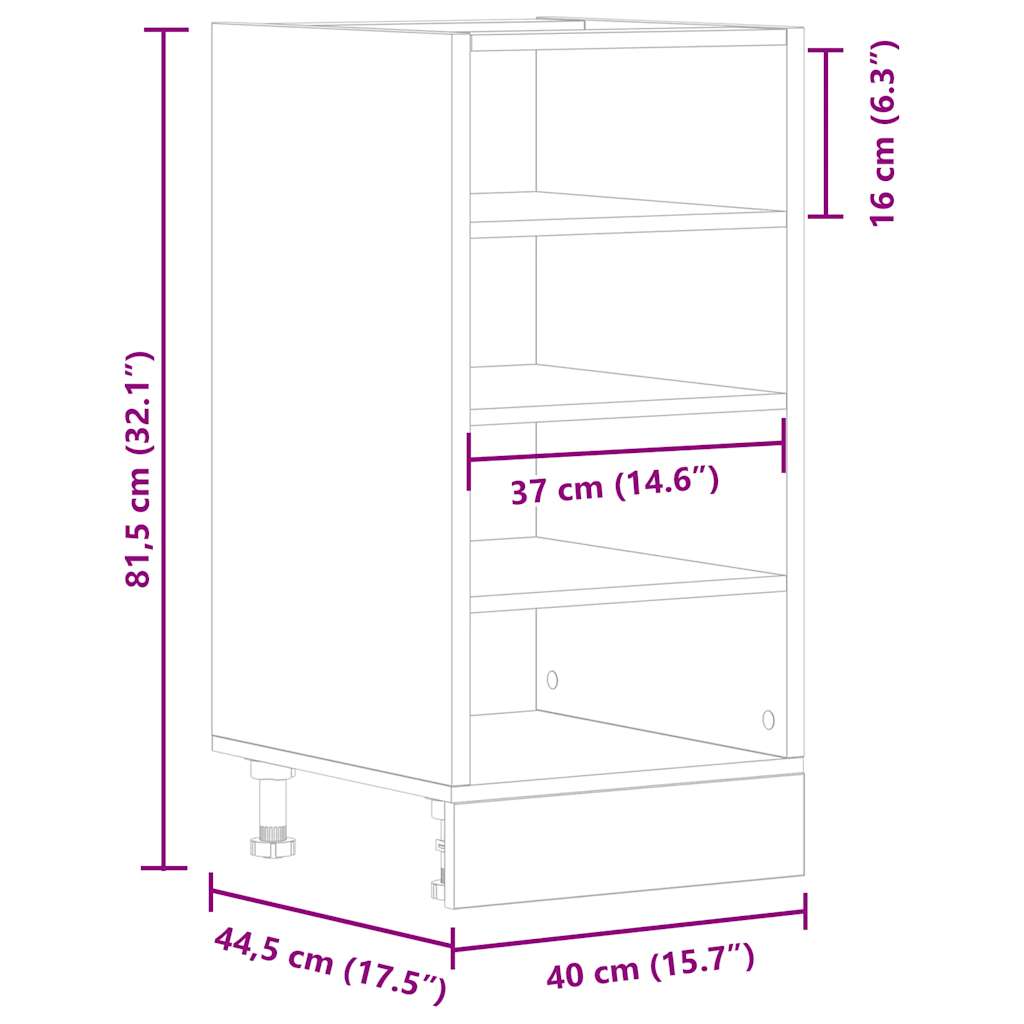 нижний шкаф черный 40x44,5x81,5 см конструкция дерево