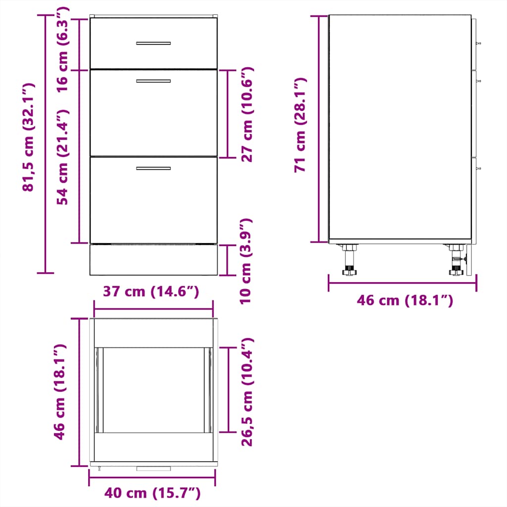 Напольный шкаф Белый 40x46x81,5 см Инженерное дерево