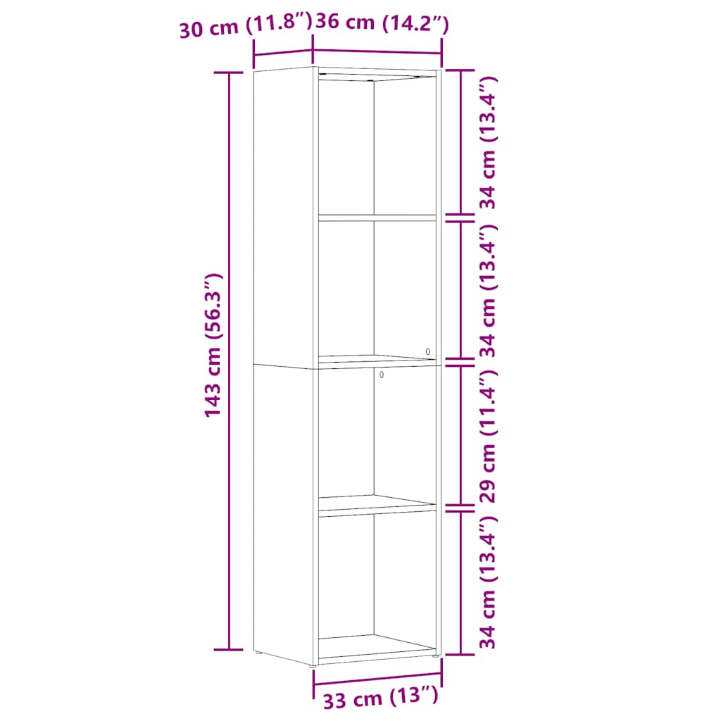 raamatukapp Vana puit 36x30x143 cm Engineered Wood