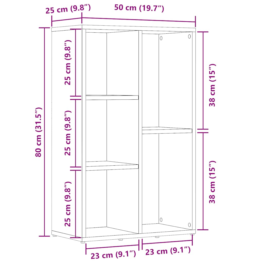 Книжный шкаф Artisan Oak 50x25x80 см Инженерное дерево