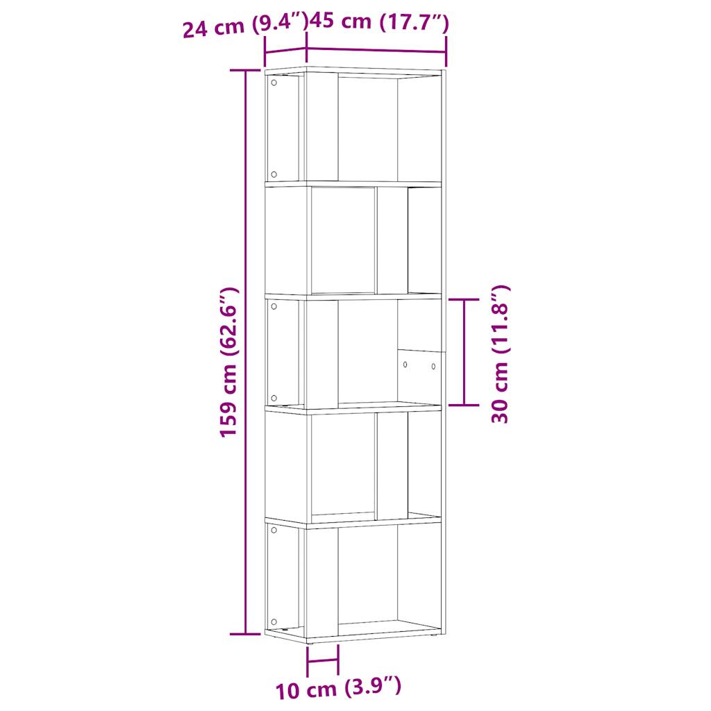 raamatukapp Vana puit 45x24x159 cm Engineered Wood