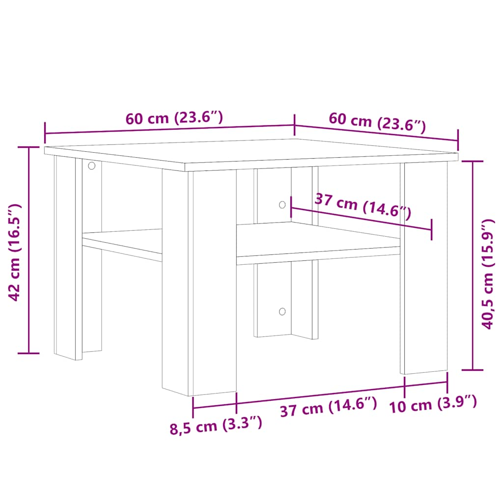 diivanilaud Old Wood 60x60x42 cm Engineered Wood