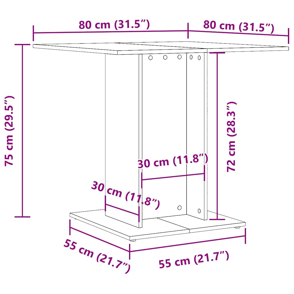 Обеденный стол Старое дерево 80x80x75 см Инженерное дерево