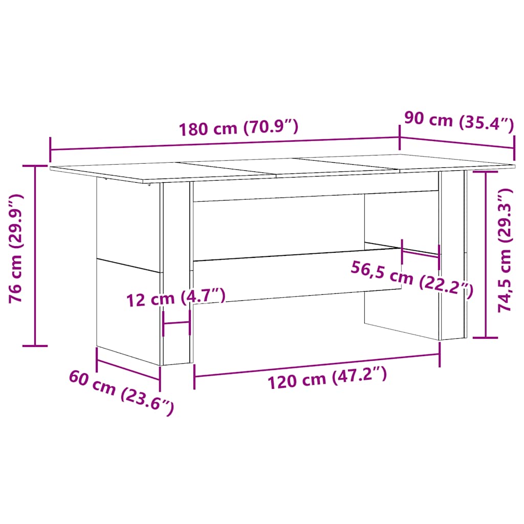 söögilaud Vana puit 180x90x76 cm Engineered Wood