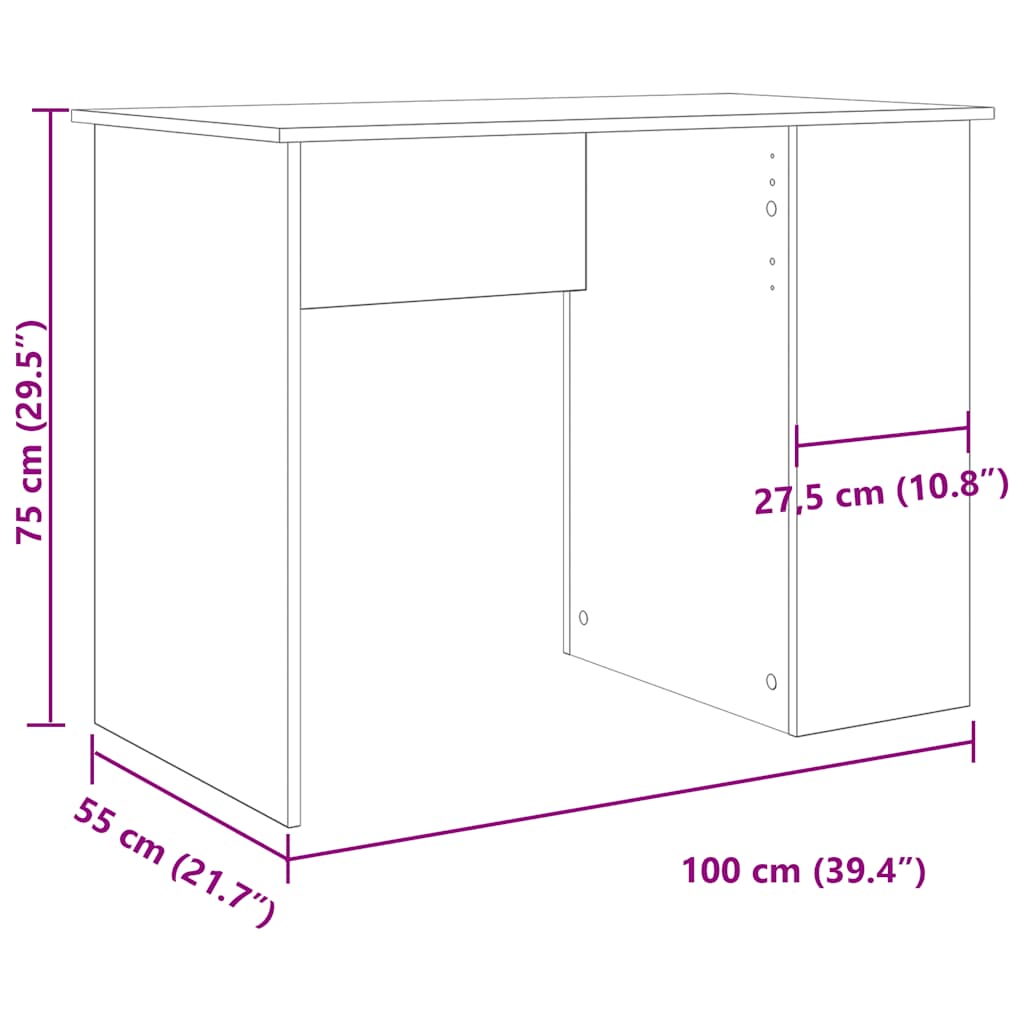 kirjutuslaud Vana puit 100x55x75 cm Engineered Wood