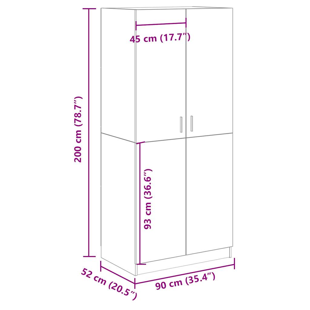 Шкаф из старого дерева 90x52x200 см, композитная древесина