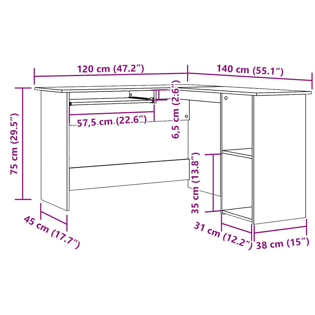 Nurgalaud Vana puit 120x140x75 cm Engineered Wood