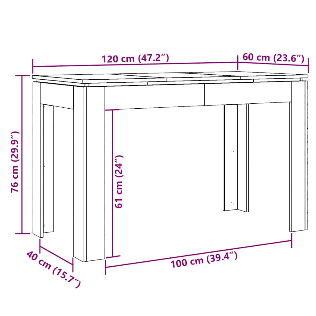 söögilaud Artisan tamm 120x60x76 cm Engineered Wood