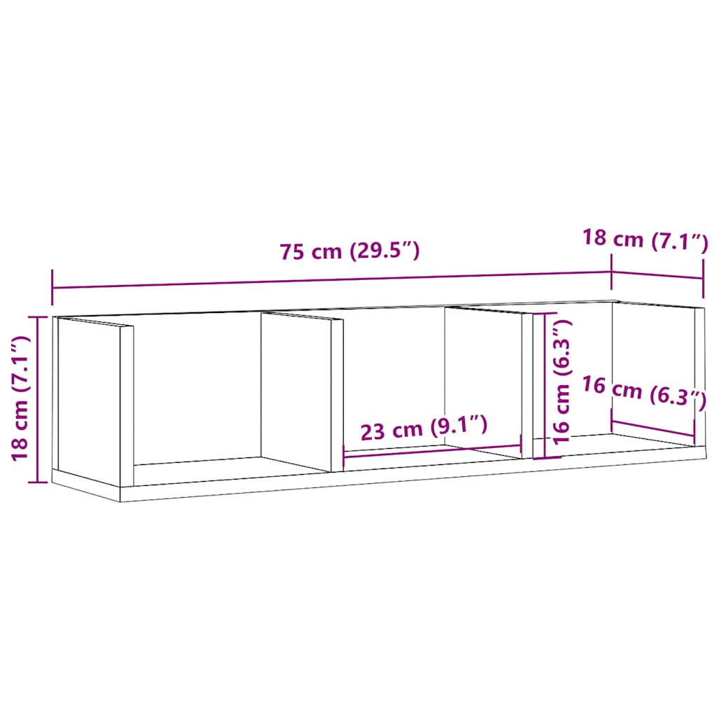 CD seinariiul Artisan tamm 75x18x18 cm Engineered Wood