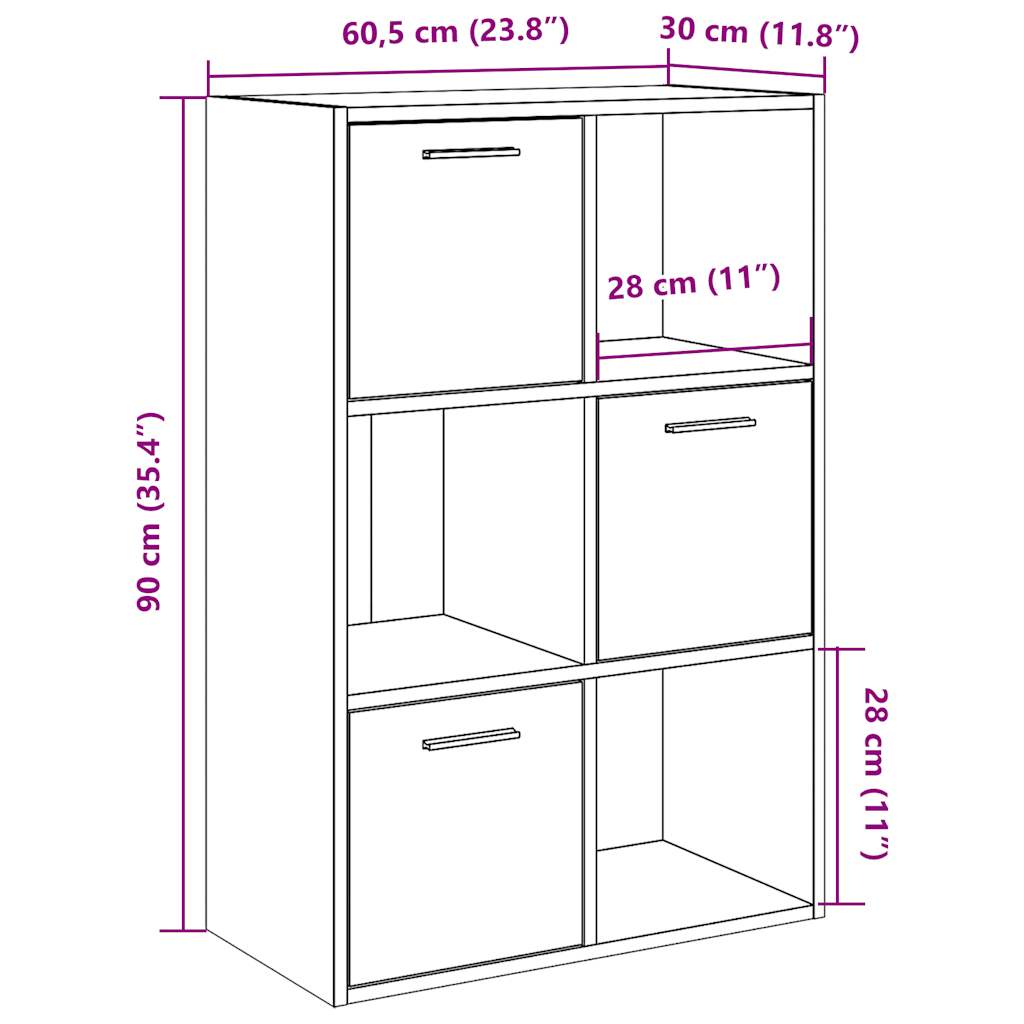 Книжная полка Старое дерево 60,5x30x90 см Инженерное дерево