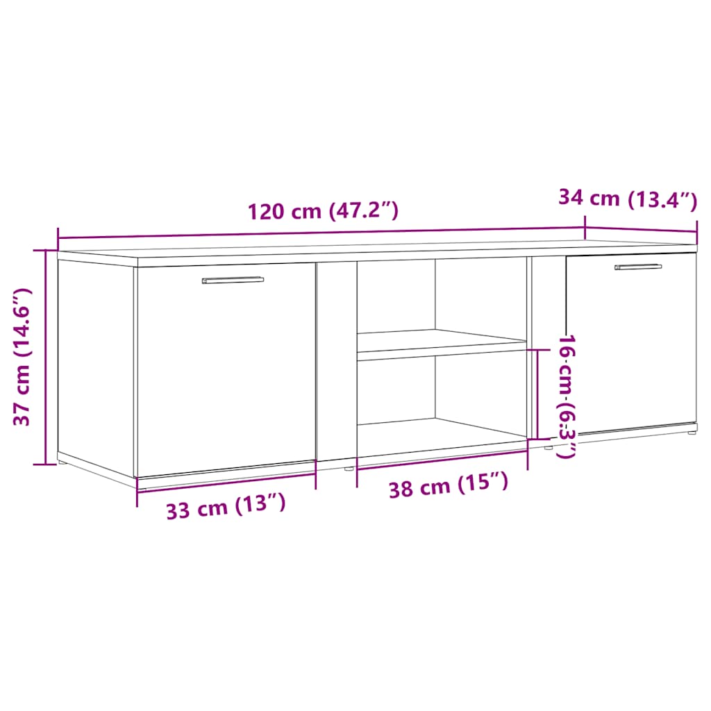 telerikapp Artisan Oak 120x34x37 cm Engineered Wood