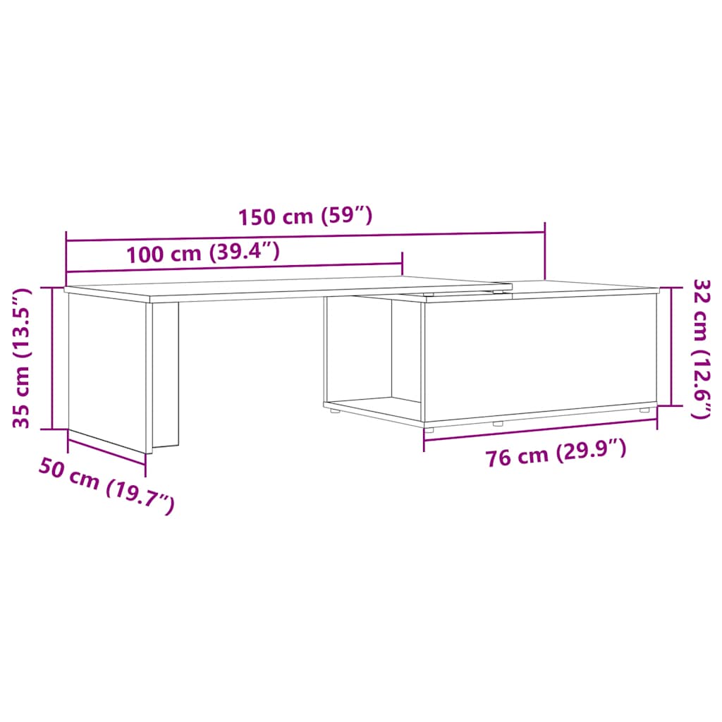 Журнальный столик Old Wood 150x50x35 см Engineered Wood