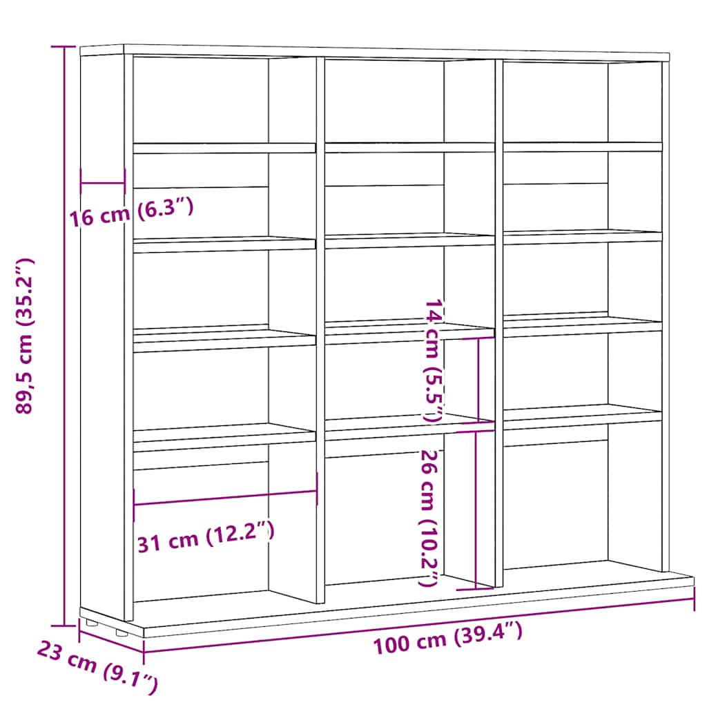 Шкаф для CD-дисков Старое дерево 100x23x89,5 см Инженерное дерево