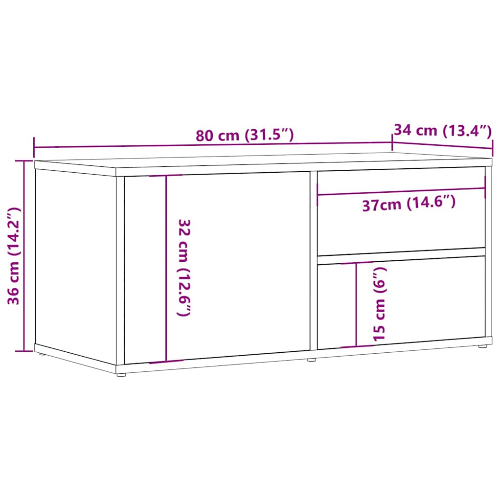 Тумба под телевизор Old Wood 80x34x35,5 см Инженерная древесина