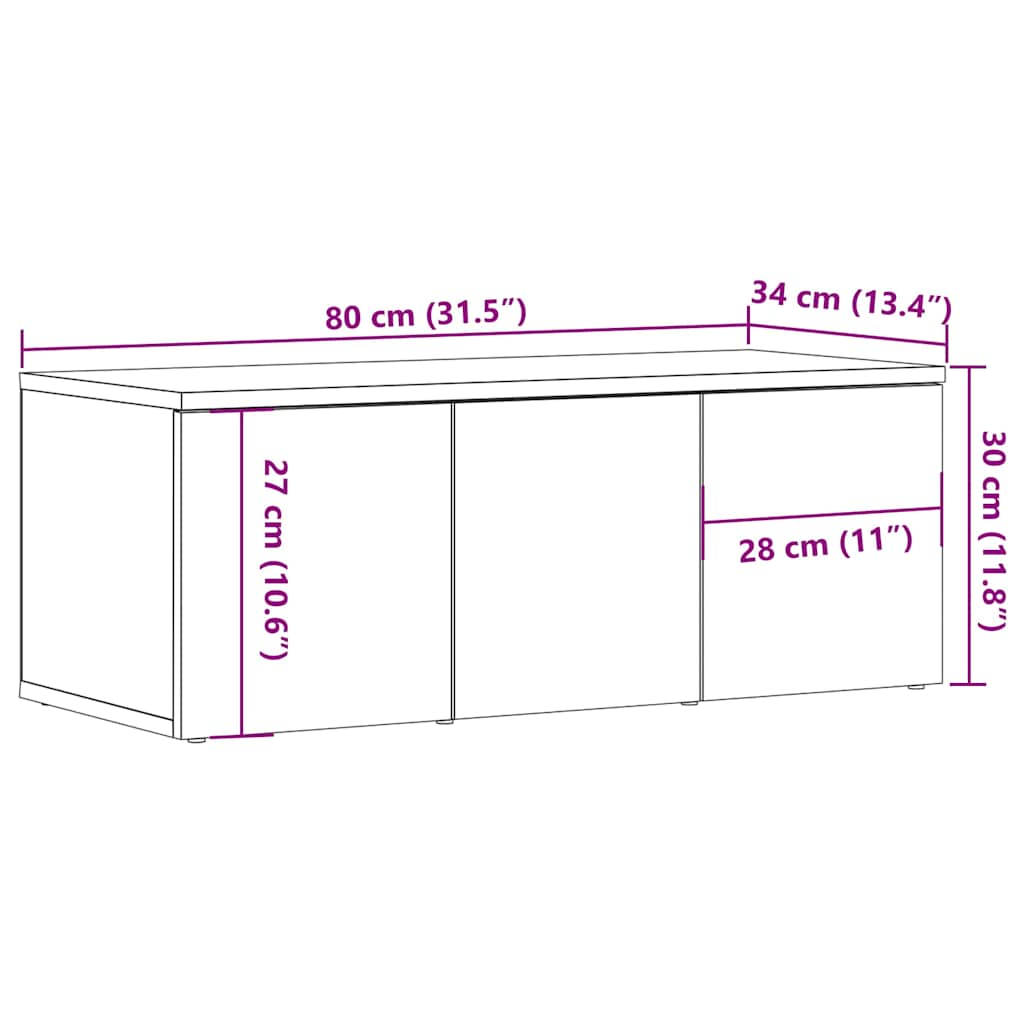 telerikapp Old Wood 80x34x30 cm Engineered Wood